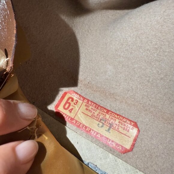 VINTAGE Stetson 3X Beaver Taupe Tan Size 6 3/4 Hat - Picture 7 of 7